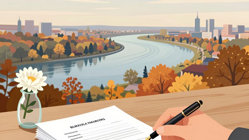 Документы и цветок на фоне осенней Перми, чтобы получить пособие на погребение